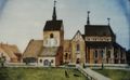 Nicht zeitgenössisches Gemäde des Evert Janshen Schipper aus der Zeit um 1850, das links den Vorgängerbau des 1804 neu erbauten Weinhauses zeigt.