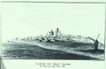 Ansicht der Stadt Norden von Osten mit Mühle im Vordergrund (um 1600). Identifizierung der Mühle unsicher.