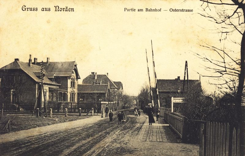 Datei:Osterstraße Kleiner Bahnhof Norden-Stadt Haus Landmann 1907 01.jpg