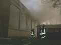 Brand der Turnhalle im Jahre 2000. Dichter Rauch verhüllte das Gebäudeinnere.