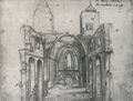 Innenansicht der Kirchenruine im Jahre 1618.