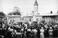 Glockenweihe bei der Barackenkirche am 21. Oktober 1951.