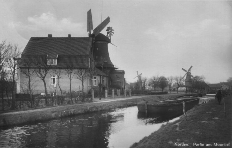 Datei:Heerstraße Berumerfehnkanal Fehnkanal Mühlen Ölmühle um 1925 01.jpg